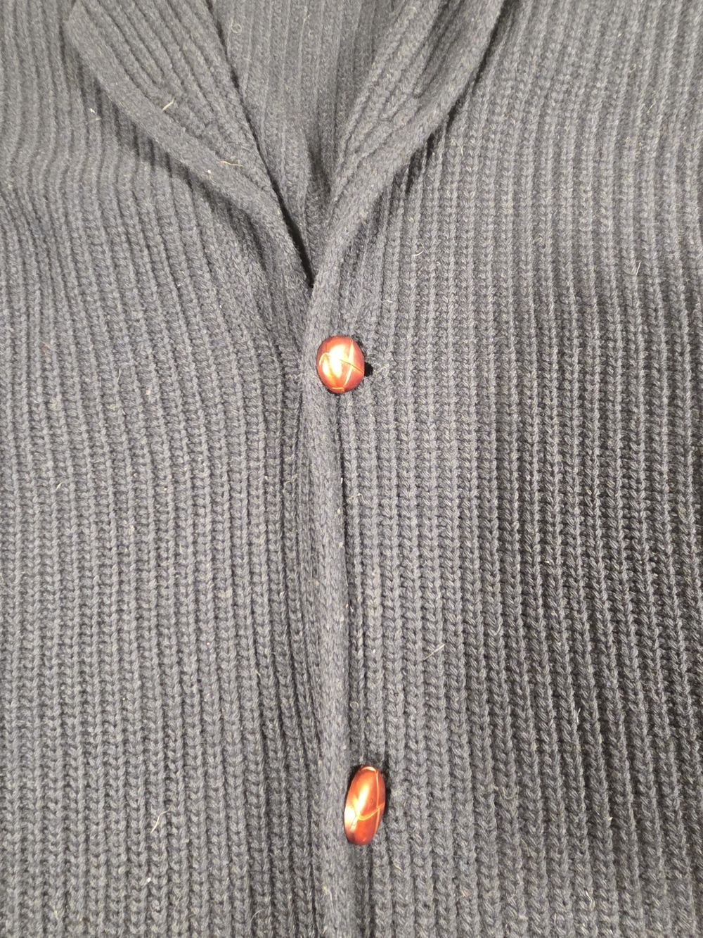 Men's Navy Blue Collar Cable Knit Cardigan Sweater Size XL - Picture 2 of 10